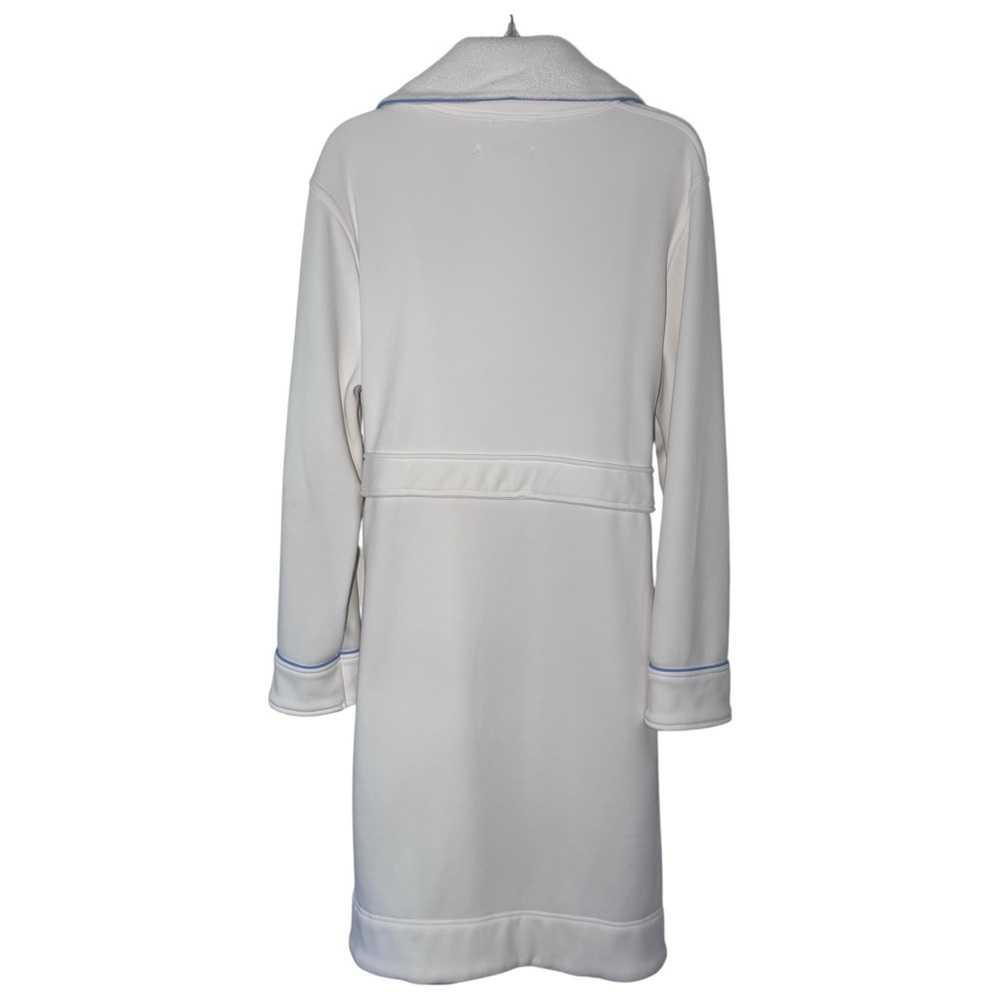 Lake Pajamas Cozy Robe in French Blue - XL Ivory White with Blue Piping - Picture 3 of 8